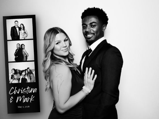 Black and white glam booth portrait