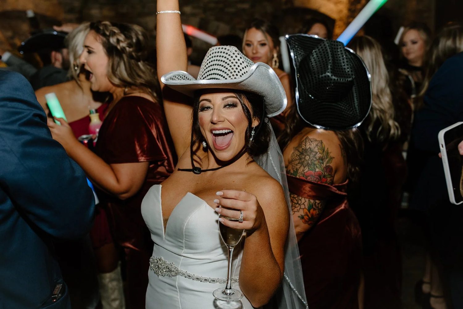 A packed dance floor at an Athens, Georgia wedding